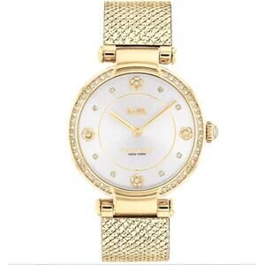 COACH Women's Cary Gold-tone Mesh Bracelet Watch 34mm